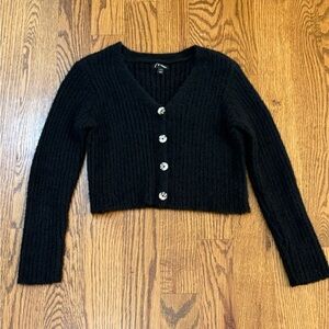 Art Class Black V-Neck Button-Up Sweater